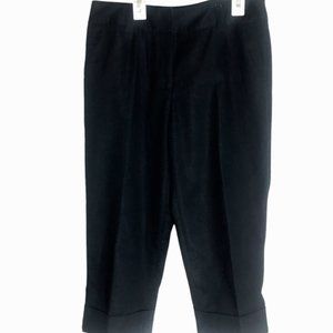 Kenar Dress Pants Women's Size 8 Black Cropped Capri Mid Rise Cuffed